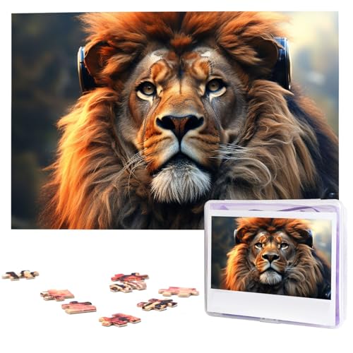 1000-teiliges Puzzle für Erwachsene, herausforderndes Puzzle für Spieleabende, SciFi-Löwe, Holzpuzzle, fertige Größe 74,9 x 50 cm von NBCCDVSH