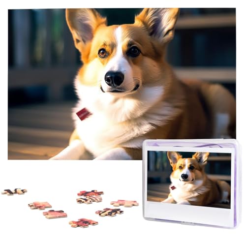 1000-teiliges Puzzle für Erwachsene, herausforderndes Puzzle für Spieleabende, Smart Corgi, Holzpuzzle, fertige Größe 74,9 x 50 cm von NBCCDVSH
