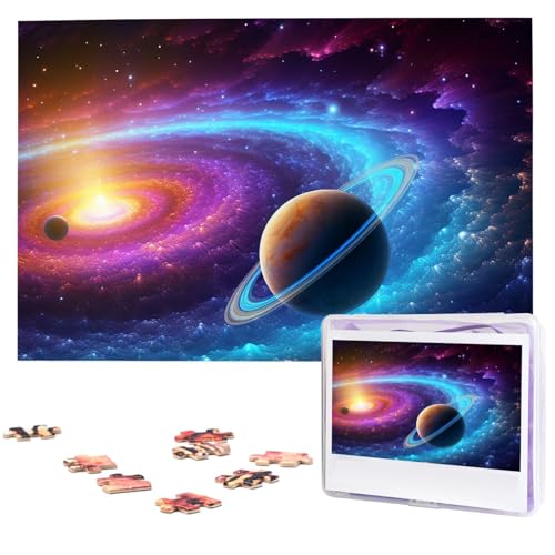 1000-teiliges Puzzle für Erwachsene, herausforderndes Puzzle für Spieleabende, buntes Sonnensystem, Holzpuzzle, fertige Größe 74,9 x 50 cm von NBCCDVSH