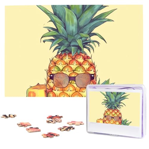 1000-teiliges Puzzle für Erwachsene, herausforderndes Puzzle für Spieleabende, lustiges Ananas-Holzpuzzle, fertige Größe 74,9 x 50 cm von NBCCDVSH