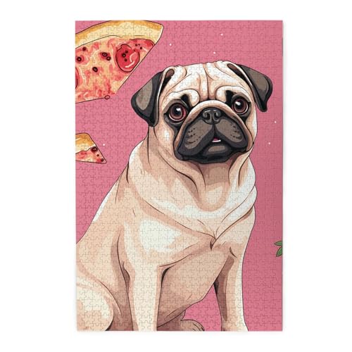 1000-teiliges Puzzle für Erwachsene, herausforderndes Puzzlespiel für Spielabende, Mops Pizza, Rosenholzpuzzle, personalisierte Familienpuzzle, fertige Größe 1000-teiliges Puzzle für Erwachsene, herausforderndes Puzzlespiel für Spielabende, Mops Pizza, Rosenholzpuzzle, personalisierte Familienpuzzle, fertige Größe von NBCCDVSH