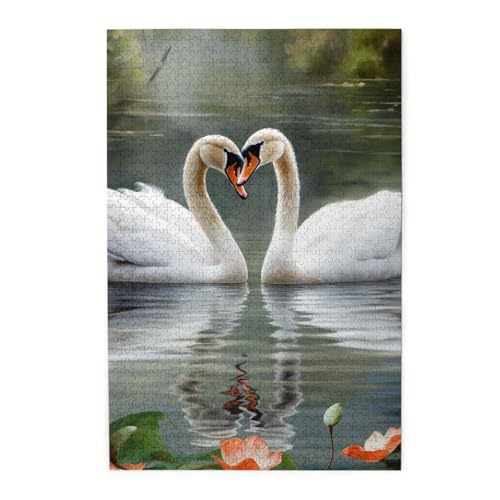 1000-teiliges Puzzle für Erwachsene, herausforderndes Puzzlespiel für Spieleabende, Holzpuzzle mit zwei Schwänen, personalisiertes Holzpuzzle für Familie, fertige Größe 1000-teiliges Puzzle für Erwachsene, herausforderndes Puzzlespiel für Spieleabende, Holzpuzzle mit zwei Schwänen, personalisiertes Holzpuzzle für Familie, fertige Größe von NBCCDVSH