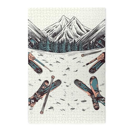 1000-teiliges Puzzlespiel für Erwachsene, herausfordernde Puzzles für Spielabende, Skifahren, Zahnradspiel, personalisierte Holzpuzzle für Familie, fertige Größe, 19,7 x 29,5 cm 1000-teiliges Puzzlespiel für Erwachsene, herausfordernde Puzzles für Spielabende, Skifahren, Zahnradspiel, personalisierte Holzpuzzle für Familie, fertige Größe, 19,7 x 29,5 cm von NBCCDVSH