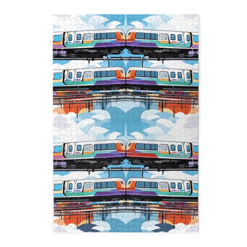 1000-teiliges Puzzlespiel für Erwachsene, herausforderndes Puzzle für Spieleabende, Einschienenbahn, personalisierte Holzpuzzle für Familie, fertige Größe, 50,8 x 75,9 cm von NBCCDVSH