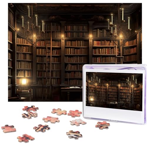 500-teiliges Puzzle für Erwachsene, herausforderndes Puzzle für Spielabende, Buchzimmer, geheimnisvolle Bibliothek, Holzpuzzle, personalisierbar, Holzpuzzle für Familie, Bilderpuzzle, fertige Größe von NBCCDVSH