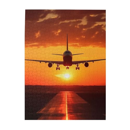 500-teiliges Puzzle für Erwachsene, herausforderndes Puzzle für Spielabende, Flugzeug, Sonnenuntergang, Holzpuzzle, personalisierbar, individuelle Holzpuzzles für Familie, BildPuzzle, fertige Größe von NBCCDVSH