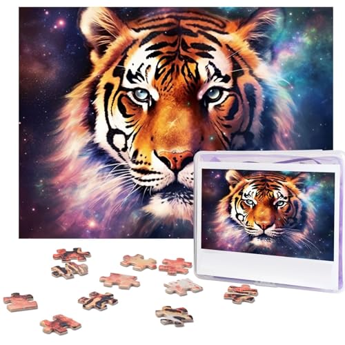 500-teiliges Puzzle für Erwachsene, herausforderndes Puzzle für Spielabende, Galaxie-Tiger, Holzpuzzle, personalisierbar, Holzpuzzle für Familie, Bilderpuzzle, fertige Größe 38,1 x 51,8 cm von NBCCDVSH