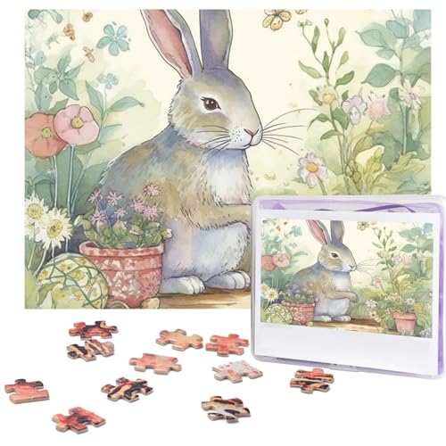 500-teiliges Puzzle für Erwachsene, herausforderndes Puzzle für Spielabende, Gartenhase, Holzpuzzle, personalisierbar, Holzpuzzle für Familie, Bilderpuzzle, fertige Größe 38,1 x 51,8 cm von NBCCDVSH
