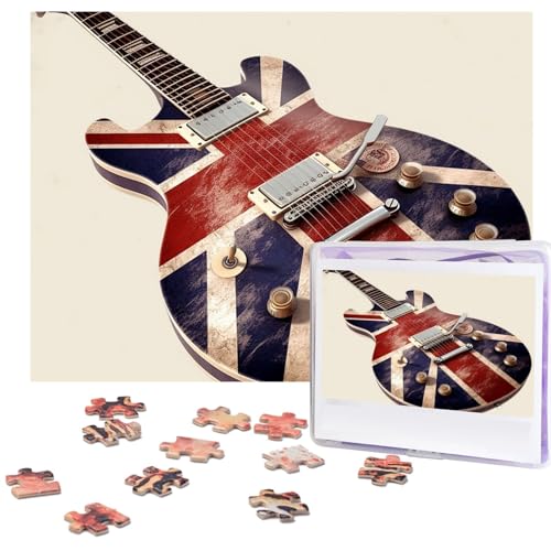 500-teiliges Puzzle für Erwachsene, herausforderndes Puzzle für Spielabende, Gitarre, britische Flagge, Holzpuzzle, personalisierbar, Holzpuzzle für Familie, Bilderpuzzle, fertige Größe 38,1 x 51,8 cm 500-teiliges Puzzle für Erwachsene, herausforderndes Puzzle für Spielabende, Gitarre, britische Flagge, Holzpuzzle, personalisierbar, Holzpuzzle für Familie, Bilderpuzzle, fertige Größe 38,1 x 51,8 cm von NBCCDVSH