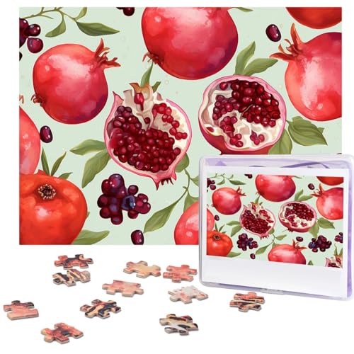 500-teiliges Puzzle für Erwachsene, herausforderndes Puzzle für Spielabende, Granatapfel-Muster, Holzpuzzle, personalisierbar, Holzpuzzle für Familie, Bilderpuzzle, fertige Größe 38,1 x 51,8 cm von NBCCDVSH