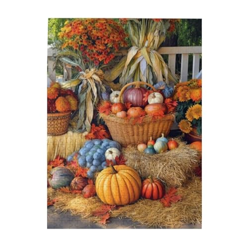 500-teiliges Puzzle für Erwachsene, herausforderndes Puzzle für Spielabende, Herbsternte, Erntedankfest, Holzpuzzle, personalisierbar, individuelle Holzpuzzles für Familie, BildPuzzle, fertige Größe von NBCCDVSH