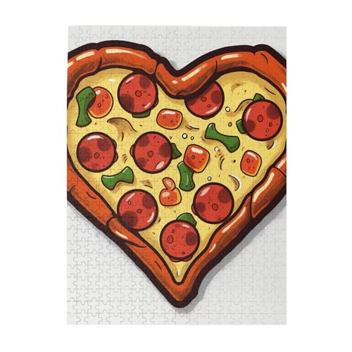 500-teiliges Puzzle für Erwachsene, herausforderndes Puzzle für Spielabende, "I Love Pizza", Herz, Holzpuzzle, fertige Größe 38,1 x 51,8 cm 500-teiliges Puzzle für Erwachsene, herausforderndes Puzzle für Spielabende, "I Love Pizza", Herz, Holzpuzzle, fertige Größe 38,1 x 51,8 cm von NBCCDVSH
