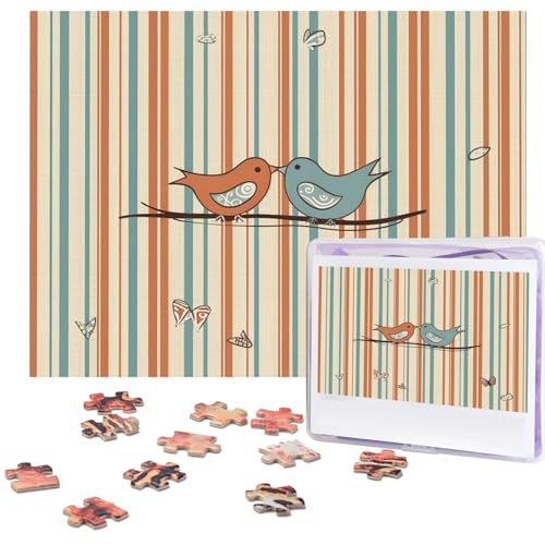 500-teiliges Puzzle für Erwachsene, herausforderndes Puzzle für Spielabende, Liebe, Birdie Stripe, Holzpuzzle, personalisierbar, individuelles Holzpuzzle für Familie, Bilderpuzzle, fertige Größe 38,1 von NBCCDVSH