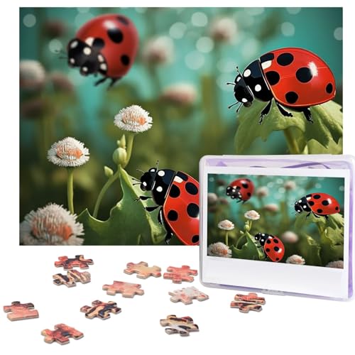 500-teiliges Puzzle für Erwachsene, herausforderndes Puzzle für Spielabende, Marienkäfer-Landschaft, Holzpuzzle, personalisierbar, Holzpuzzle für Familie, Bilderpuzzle, fertige Größe 38,1 x 51,8 cm von NBCCDVSH