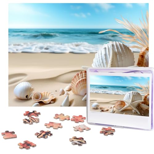 500-teiliges Puzzle für Erwachsene, herausforderndes Puzzle für Spielabende, Muscheln, Sand, Holzpuzzle, personalisierbar, Holzpuzzle für Familie, Bilderpuzzle, fertige Größe 38,1 x 51,8 cm von NBCCDVSH
