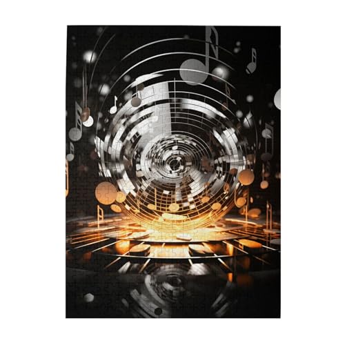 500-teiliges Puzzle für Erwachsene, herausforderndes Puzzle für Spielabende, Musik-Notenschlüssel, Holzpuzzle, fertige Größe 38,1 x 51,8 cm von NBCCDVSH