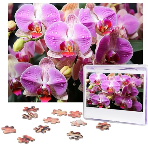 500-teiliges Puzzle für Erwachsene, herausforderndes Puzzle für Spielabende, Orchideen, Holzpuzzle, personalisierbar, Holzpuzzle für Familie, Bilderpuzzle, fertige Größe 38,1 x 51,8 cm von NBCCDVSH