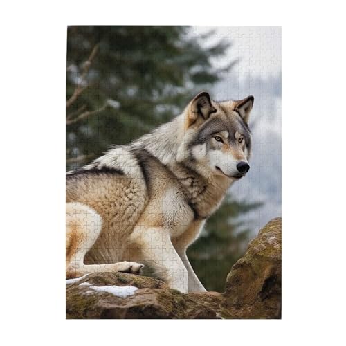 500-teiliges Puzzle für Erwachsene, herausforderndes Puzzle für Spielabende, Schnee, Berg, Wild, Wolf, Holzpuzzle, fertige Größe 38,1 x 51,8 cm 500-teiliges Puzzle für Erwachsene, herausforderndes Puzzle für Spielabende, Schnee, Berg, Wild, Wolf, Holzpuzzle, fertige Größe 38,1 x 51,8 cm von NBCCDVSH