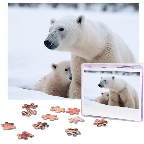 500-teiliges Puzzle für Erwachsene, herausforderndes Puzzle für Spielabende, Schneetier, Eisbär, Holzpuzzle, personalisierbar, Holzpuzzle für Familie, Bilderpuzzle, fertige Größe 38,1 x 51,8 cm von NBCCDVSH