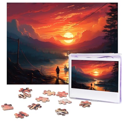 500-teiliges Puzzle für Erwachsene, herausforderndes Puzzle für Spielabende, Sonnenuntergang, Kunst, Holzpuzzle, personalisierbar, Holzpuzzle für Familie, Bilderpuzzle, fertige Größe 38,1 x 51,8 cm von NBCCDVSH