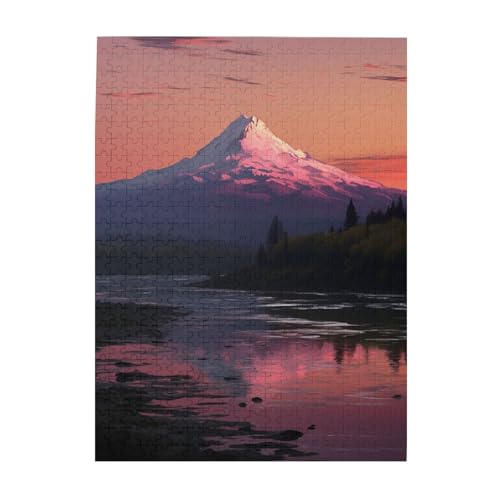 500-teiliges Puzzle für Erwachsene, herausforderndes Puzzle für Spielabende, Sonnenuntergang, Landschaft, Berge, See, Holzpuzzle, fertige Größe 38,1 x 51,8 cm von NBCCDVSH