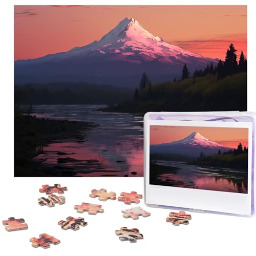 500-teiliges Puzzle für Erwachsene, herausforderndes Puzzle für Spielabende, Sonnenuntergang, Landschaft, Berge, See, Holzpuzzle, personalisierbar, Holzpuzzle für Familie, Bilderpuzzle, fertige Größe von NBCCDVSH