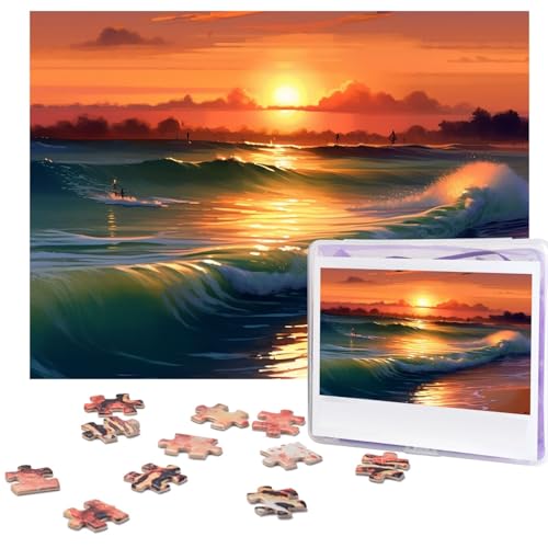 500-teiliges Puzzle für Erwachsene, herausforderndes Puzzle für Spielabende, Sonnenuntergang, Meer, Holzpuzzle, personalisierbar, Holzpuzzle für Familie, Bilderpuzzle, fertige Größe 38,1 x 51,8 cm von NBCCDVSH