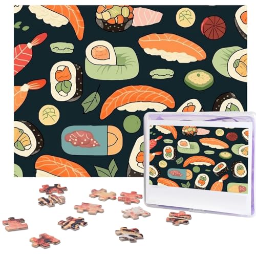 500-teiliges Puzzle für Erwachsene, herausforderndes Puzzle für Spielabende, Sushi-Essen-Muster, Holzpuzzle, personalisierbar, Holzpuzzle für Familie, Bilderpuzzle, fertige Größe 38,1 x 51,8 cm von NBCCDVSH