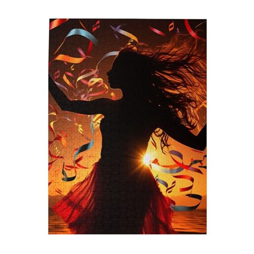 500-teiliges Puzzle für Erwachsene, herausforderndes Puzzle für Spielabende, Tanzmusik, Holzpuzzle, personalisierbar, individuelle Holzpuzzles für Familie, BildPuzzle, fertige Größe 38,1 x 51,8 cm von NBCCDVSH