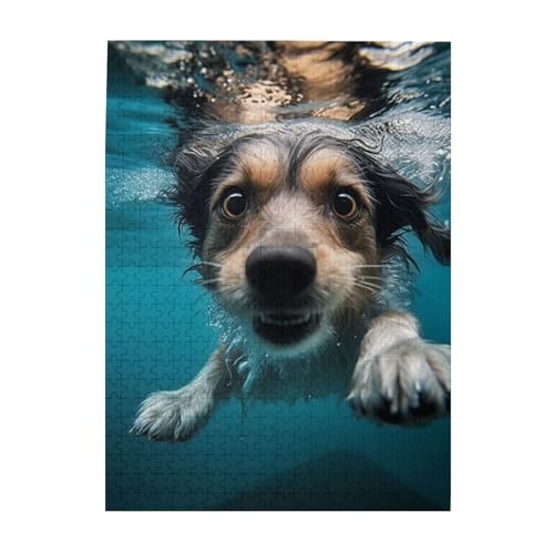 500-teiliges Puzzle für Erwachsene, herausforderndes Puzzle für Spielabende, Unterwasser-Hund, Holzpuzzle, fertige Größe 38,1 x 51,8 cm 500-teiliges Puzzle für Erwachsene, herausforderndes Puzzle für Spielabende, Unterwasser-Hund, Holzpuzzle, fertige Größe 38,1 x 51,8 cm von NBCCDVSH