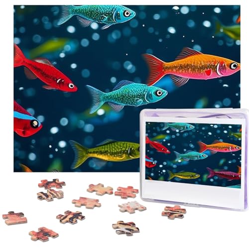 500-teiliges Puzzle für Erwachsene, herausforderndes Puzzle für Spielabende, Unterwasser-bunte Elritzen, Holzpuzzle, personalisierbar, Holzpuzzle für Familie, Bilderpuzzle, fertige Größe 38,1 x 51,8 von NBCCDVSH