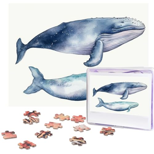 500-teiliges Puzzle für Erwachsene, herausforderndes Puzzle für Spielabende, blauer Buckelwal, Holzpuzzle, personalisierbar, Holzpuzzle für Familie, Bilderpuzzle, fertige Größe 38,1 x 51,8 cm von NBCCDVSH