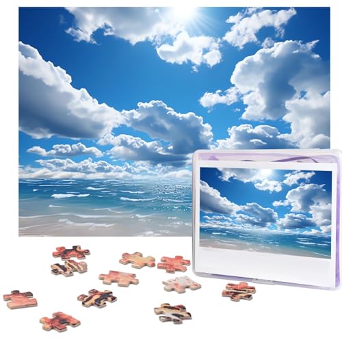 500-teiliges Puzzle für Erwachsene, herausforderndes Puzzle für Spielabende, blaues Holzpuzzle, personalisierbar, Holzpuzzle für Familie, Bilderpuzzle, fertige Größe 38,1 x 51,8 cm von NBCCDVSH