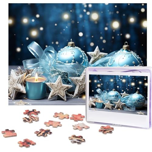 500-teiliges Puzzle für Erwachsene, herausforderndes Puzzle für Spielabende, blaues Weihnachtsmotiv, Holzpuzzle, personalisierbar, Holzpuzzle für Familie, Bilderpuzzle, fertige Größe 38,1 x 51,8 cm 500-teiliges Puzzle für Erwachsene, herausforderndes Puzzle für Spielabende, blaues Weihnachtsmotiv, Holzpuzzle, personalisierbar, Holzpuzzle für Familie, Bilderpuzzle, fertige Größe 38,1 x 51,8 cm von NBCCDVSH