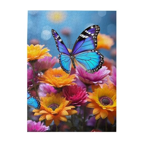 500-teiliges Puzzle für Erwachsene, herausforderndes Puzzle für Spielabende, buntes Schmetterlings-Blumen-Holzpuzzle, fertige Größe 38,1 x 51,8 cm 500-teiliges Puzzle für Erwachsene, herausforderndes Puzzle für Spielabende, buntes Schmetterlings-Blumen-Holzpuzzle, fertige Größe 38,1 x 51,8 cm von NBCCDVSH