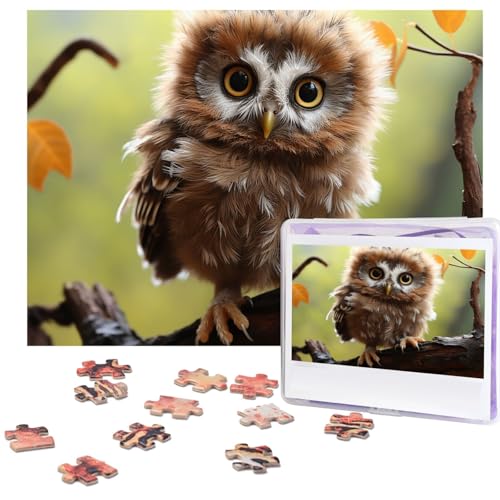 500-teiliges Puzzle für Erwachsene, herausforderndes Puzzle für Spielabende, echte niedliche Baby-Eulen, Holzpuzzle, personalisierbar, Holzpuzzle für Familie, Bilderpuzzle, fertige Größe 38,1 x 51,8 von NBCCDVSH
