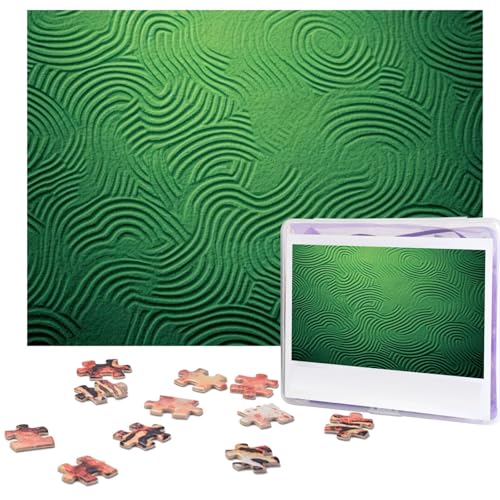 500-teiliges Puzzle für Erwachsene, herausforderndes Puzzle für Spielabende, grüne Kurvenstruktur, Holzpuzzle, personalisierbar, Holzpuzzle für Familie, Bilderpuzzle, fertige Größe 38,1 x 51,8 cm von NBCCDVSH