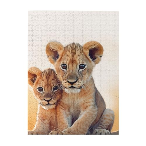 500-teiliges Puzzle für Erwachsene, herausforderndes Puzzle für Spielabende, kleiner Löwe, Holzpuzzle, fertige Größe 38,1 x 51,8 cm 500-teiliges Puzzle für Erwachsene, herausforderndes Puzzle für Spielabende, kleiner Löwe, Holzpuzzle, fertige Größe 38,1 x 51,8 cm von NBCCDVSH
