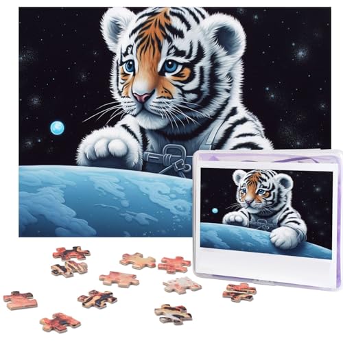 500-teiliges Puzzle für Erwachsene, herausforderndes Puzzle für Spielabende, kleiner Tiger im Weltraum, Holzpuzzle, personalisierbar, Holzpuzzle für Familie, Bilderpuzzle, fertige Größe 38,1 x 51,8 cm 500-teiliges Puzzle für Erwachsene, herausforderndes Puzzle für Spielabende, kleiner Tiger im Weltraum, Holzpuzzle, personalisierbar, Holzpuzzle für Familie, Bilderpuzzle, fertige Größe 38,1 x 51,8 cm von NBCCDVSH