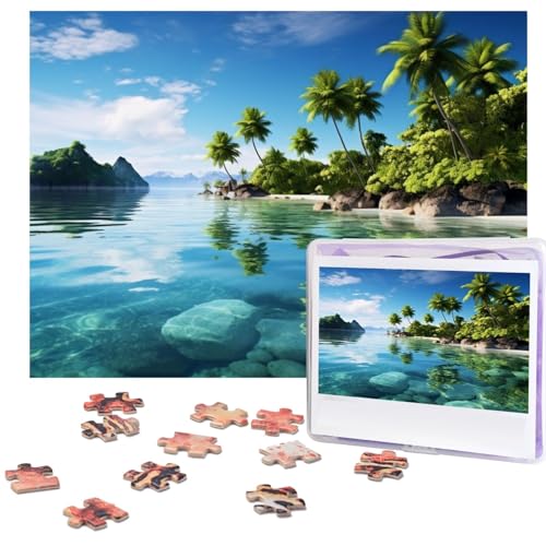 500-teiliges Puzzle für Erwachsene, herausforderndes Puzzle für Spielabende, schöne Insel im Meer, Holzpuzzle, personalisierbar, Holzpuzzle für Familie, Bilderpuzzle, fertige Größe 38,1 x 51,8 cm von NBCCDVSH