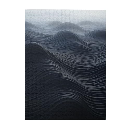 500-teiliges Puzzle für Erwachsene, herausforderndes Puzzle für Spielabende, tiefschwarze Wellen, Holzpuzzle, fertige Größe 38,1 x 51,8 cm 500-teiliges Puzzle für Erwachsene, herausforderndes Puzzle für Spielabende, tiefschwarze Wellen, Holzpuzzle, fertige Größe 38,1 x 51,8 cm von NBCCDVSH