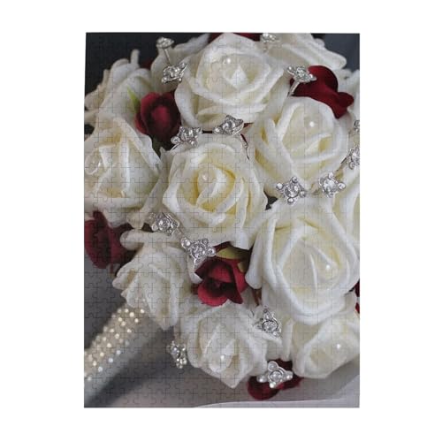 500-teiliges Puzzle für Erwachsene, herausforderndes Puzzle für Spielabende, weiße Seidenrose, Hochzeitsblumen, Holzpuzzle, fertige Größe 38,1 x 51,8 cm 500-teiliges Puzzle für Erwachsene, herausforderndes Puzzle für Spielabende, weiße Seidenrose, Hochzeitsblumen, Holzpuzzle, fertige Größe 38,1 x 51,8 cm von NBCCDVSH
