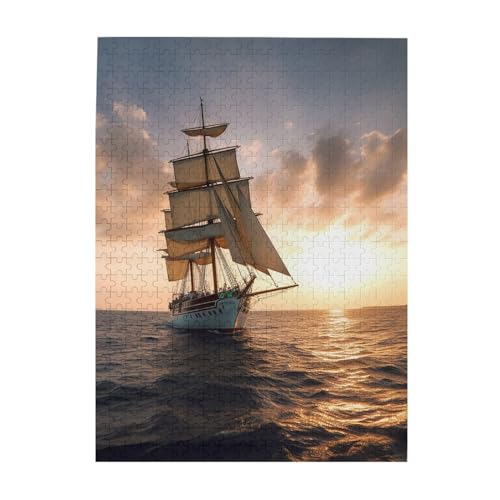 500-teiliges Puzzle für Erwachsene, herausforderndes Puzzle für Spielabende, weißes Segelschiff bei Sonnenuntergang, Holzpuzzle, fertige Größe 38,1 x 51,8 cm 500-teiliges Puzzle für Erwachsene, herausforderndes Puzzle für Spielabende, weißes Segelschiff bei Sonnenuntergang, Holzpuzzle, fertige Größe 38,1 x 51,8 cm von NBCCDVSH