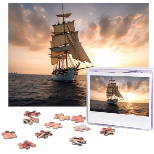 500-teiliges Puzzle für Erwachsene, herausforderndes Puzzle für Spielabende, weißes Segelschiff bei Sonnenuntergang, Holzpuzzle, personalisierbar, Holzpuzzle für Familie, Bilderpuzzle, fertige Größe 500-teiliges Puzzle für Erwachsene, herausforderndes Puzzle für Spielabende, weißes Segelschiff bei Sonnenuntergang, Holzpuzzle, personalisierbar, Holzpuzzle für Familie, Bilderpuzzle, fertige Größe von NBCCDVSH
