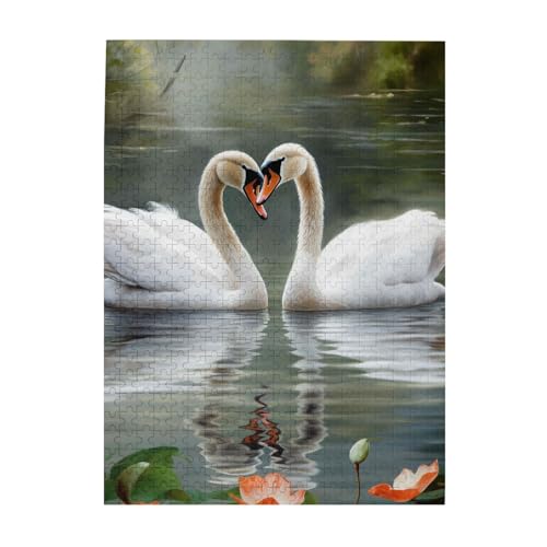 500-teiliges Puzzle für Erwachsene, herausforderndes Puzzle für Spielabende, zwei Schwäne, Holzpuzzle, fertige Größe 38,1 x 51,8 cm 500-teiliges Puzzle für Erwachsene, herausforderndes Puzzle für Spielabende, zwei Schwäne, Holzpuzzle, fertige Größe 38,1 x 51,8 cm von NBCCDVSH