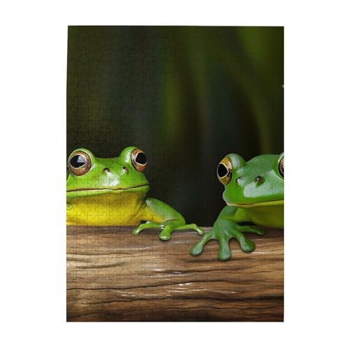 500-teiliges Puzzle für Erwachsene, herausforderndes Puzzle für Spielabende, zwei grüne Frösche, Holzpuzzle, fertige Größe 38,1 x 51,8 cm 500-teiliges Puzzle für Erwachsene, herausforderndes Puzzle für Spielabende, zwei grüne Frösche, Holzpuzzle, fertige Größe 38,1 x 51,8 cm von NBCCDVSH