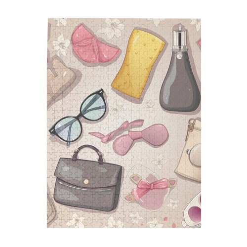 500-teiliges Puzzle für Erwachsene, herausforderndes Puzzle für Spieleabende, Damenprodukte, Taschen, Schuhe, Parfüm, Holzpuzzle, fertige Größe 38,1 x 51,8 cm 500-teiliges Puzzle für Erwachsene, herausforderndes Puzzle für Spieleabende, Damenprodukte, Taschen, Schuhe, Parfüm, Holzpuzzle, fertige Größe 38,1 x 51,8 cm von NBCCDVSH