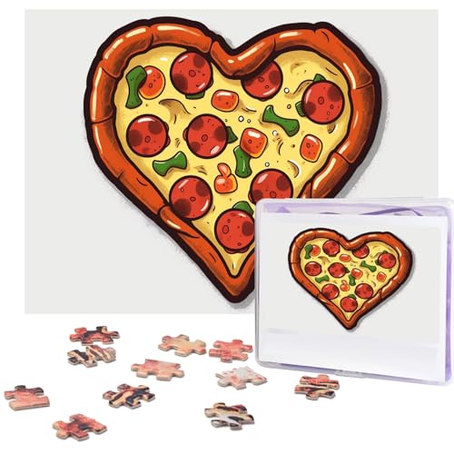 500-teiliges Puzzle für Erwachsene, herausforderndes Puzzle für Spieleabende, "I Love Pizza", Holzpuzzle, personalisierbar, Holzpuzzle für Familie, Bilderpuzzle, fertige Größe 38,1 x 51,8 cm von NBCCDVSH