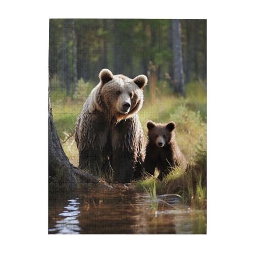500-teiliges Puzzle für Erwachsene, herausforderndes Puzzle für Spieleabende, Mutter Braunbären, schützen Jungtiere, Holzpuzzle, fertige Größe 38,1 x 51,8 cm 500-teiliges Puzzle für Erwachsene, herausforderndes Puzzle für Spieleabende, Mutter Braunbären, schützen Jungtiere, Holzpuzzle, fertige Größe 38,1 x 51,8 cm von NBCCDVSH