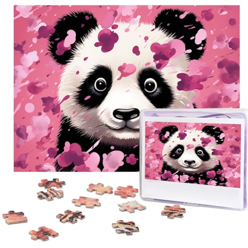 500-teiliges Puzzle für Erwachsene, herausforderndes Puzzle für Spieleabende, Panda, Baumwolle, Holzpuzzle, personalisierbar, individuelles Holzpuzzle für Familie, Bildpuzzle, fertige Größe 38,1 x von NBCCDVSH